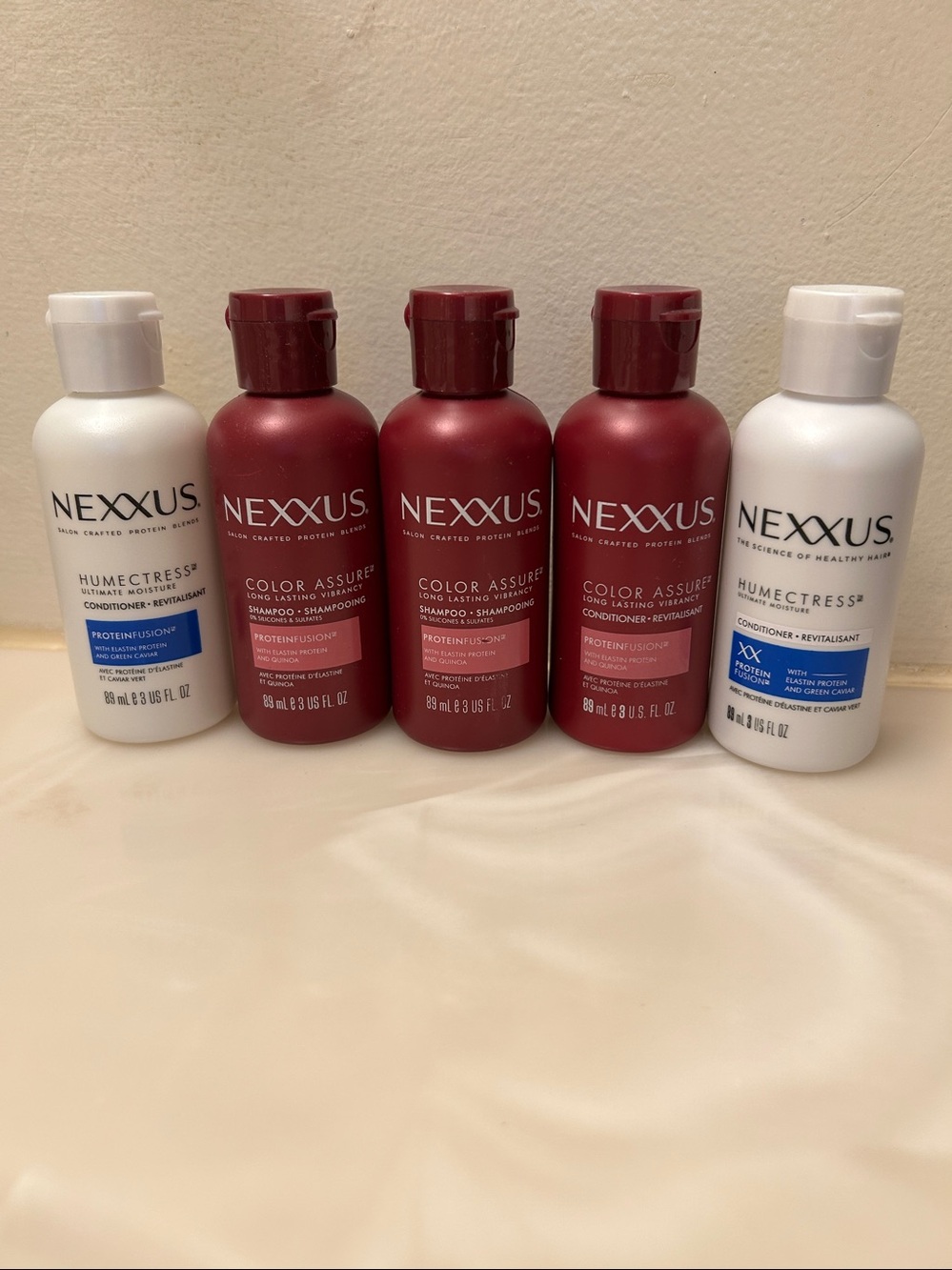 Bundle of 5: Nexxus Color Assure & Humectress Shampoo + Conditioner, 3floz each